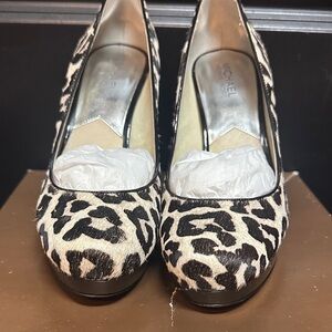 Michael Kors Black and White Animal Print Heels